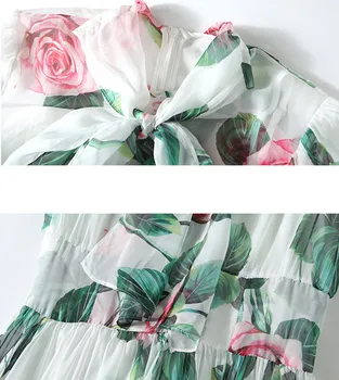 BLLOCUE 2020 metų Vasaros Bohemiška kilimo ir tūpimo Tako Suknelė Moterų Lankas Apykaklę, Trumpas Rankovės Rožių Gėlių Spausdinti Slim Ilgą Šifono Suknelę