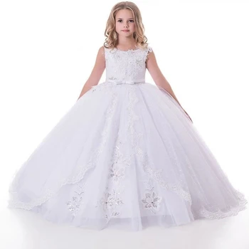 Baltos spalvos Gėlių mergaičių Suknelės, Vestuvių 2020 Nėrinių Merginos Inscenizacija Suknelė Vaikų Pirmoji Komunija Princesė Suknelės