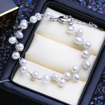 FENASY Kelių sluoksnių Perlų Apyrankė Vamzdis Mados Natūralių Gėlavandenių Perlų Perlų Apyrankė Reguliuojamas Bangle Moterų Papuošalai