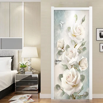 Modernus Gėlių Aliejaus Tapybai 3D Sienų Durų Lipdukas Kambarį Miegamojo Tapetai PVC Lipnios Vandeniui Namų Durų Decal 3 D