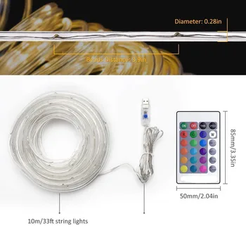 LED Rope, Apšvietimas RGB Spalva Keičiasi String Žibintai su 4 Režimai 16Colors USB Powered Virvę lempa lempa su Nuotolinio Vandeniui Šalis