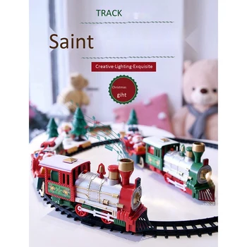 Kalėdų Traukinio Rinkinį Geležinkelio Bėgių Kalėdų Traukinys Dovana Elektrinio Traukinio Rinkinį Automobilį su Lokomotyvo Variklis