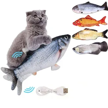 30cm Elektroninių Naminių Kačių Žaislas Žuvų 3D Elektros Floppy Žuvų Žaislas Realus Naminių Kačių Žaislai, Patalpų Kačiukas Kramtymas Kramtomoji Kicking