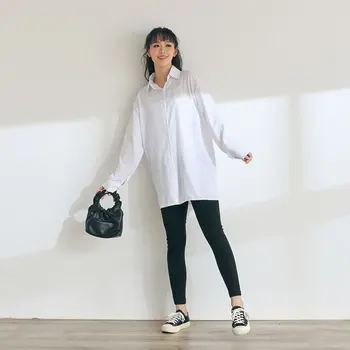 DIMANAF 2021 Plius Dydis Moterų Palaidinė Marškinėliai Medvilnės Spliced Office Home Dėvėti Atsitiktinis Negabaritinių Pavasario 4XL Japonijos Nauja Baltos spalvos Marškinėliai