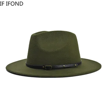 Fedora Skrybėlę Vyrai Moterys Imitacija Vilnonių Skrybėlės Vyrų Mados Platus Kraštų Džiazo Trilby Bžūp Šalies Oficialaus Top Hat