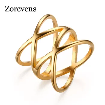 ZORCVENS 2020 Mados Fine Jewelry Europoje ir Amerikoje, Bohemija, Nerūdijančio Plieno, Dvigubas Kryžius Vestuviniai Žiedai Moterims
