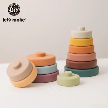 Tegul vaikų Žaislų Lankstymo Bokštas 6pcs/set Baby Soft Jenga Blokai Silikono Teether Blokai 3D Krūvas Žaislų Dovana