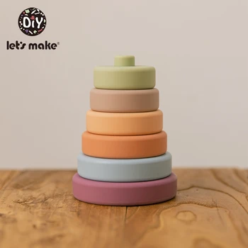 Tegul vaikų Žaislų Lankstymo Bokštas 6pcs/set Baby Soft Jenga Blokai Silikono Teether Blokai 3D Krūvas Žaislų Dovana