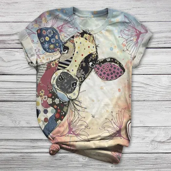 Marškinėliai Moterims Harajuku Viršūnės Vasarą 2020 Plius Dydis Moterų trumpomis Rankovėmis 3D Gyvūnų Spausdinami O-kaklo Viršų T-shirt Camiseta Mujer Футболк