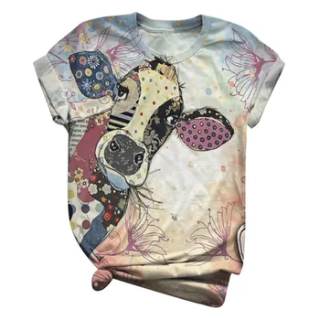 Marškinėliai Moterims Harajuku Viršūnės Vasarą 2020 Plius Dydis Moterų trumpomis Rankovėmis 3D Gyvūnų Spausdinami O-kaklo Viršų T-shirt Camiseta Mujer Футболк