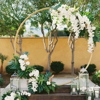 Apvalios Metalinės Geležies arch vestuvių fone stovi vestuvių arch gimtadienio dekoro dirbtinių Gėlių balionas Stovi lentynoje, durų arka