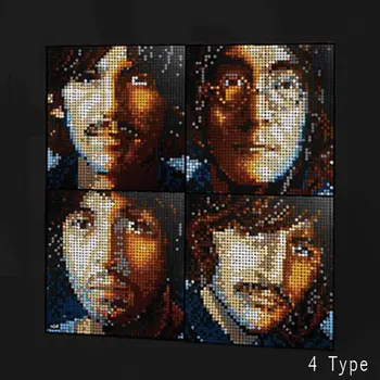 Naujas 2933PCS Portretas Pixel Art Juosta Statybiniai Blokai, Plytos 4 Tipas Mozaika 