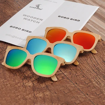 BOBO PAUKŠČIŲ Mediniai Akiniai Polaroid Mediniai Poliarizuota Rankų darbo Bambuko Moterų Sunglass Saulės akiniai Vyrų Gafas Oculos De Sol Mader