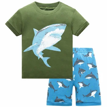 Ryklys Vaikai Pajama Nustatyti Berniukų Sleepwear 2-8 Metų Berniukai Pijamas Nustatyti Vaikų pyjama T-marškinėliai + šortai Berniuko Drabužių Rinkinys
