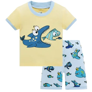 Ryklys Vaikai Pajama Nustatyti Berniukų Sleepwear 2-8 Metų Berniukai Pijamas Nustatyti Vaikų pyjama T-marškinėliai + šortai Berniuko Drabužių Rinkinys