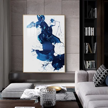 Abstraktus Mėlyna Rašalo Drobės Tapybos plakatai ir spausdinimo Kūrybos modernių Namų dekoratyvinės Dailės Sienos Nuotraukas Gyvenimo Kambario, Miegamasis