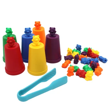 Montessori Žaislai Vaikams Ankstyvasis ugdymas Švietimo Žvalgybos Plėtros Skaičiavimo Lokys Pažinimo Vaivorykštė Atitikimo Žaidimas