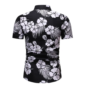 Baltos Spalvos Gėlių Spausdinti Havajų Marškinėliai Vyrams 2019 Paplūdimio Atostogų 