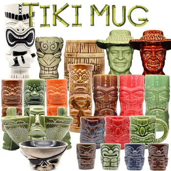 1 vnt Havajai Tiki Taures Kokteilių Taurės Alaus Gėrimo Puodelis Vyno Taures Stiklinės Keramikos Tiki Puodeliai Puikiai tinka Viskio Gerti Šalies Puodeliai