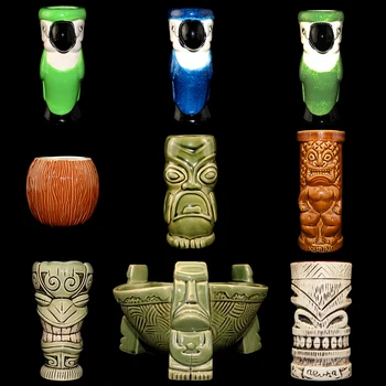 1 vnt Havajai Tiki Taures Kokteilių Taurės Alaus Gėrimo Puodelis Vyno Taures Stiklinės Keramikos Tiki Puodeliai Puikiai tinka Viskio Gerti Šalies Puodeliai