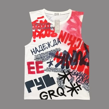 WXCTEAM Kpop G-dragon Marškinėlius Vasaros Marškinėliai be Rankovių Viršuje Tee Bigbang GD G-Dragon Unisex Grafiti Vest Skaitmeninis Spausdinimas Tee Marškinėliai