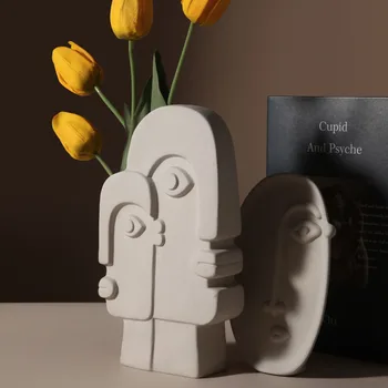 Kūrybinės Keramikos Žmogaus Veido Vazos Abstrakčių Gėlių Kompozicijų Namų Puošybai Papuošalų Spinta Office Ekranas Rekvizitai Apdaila