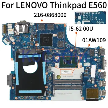 KoCoQin Nešiojamojo kompiuterio motininė plokštė LENOVO Thinkpad E560 i5-6200U Mainboard NM-A561 01AW109 SR2EY 216-0868000 DDR3