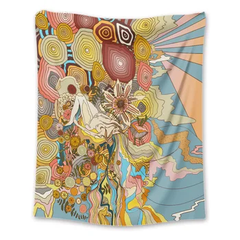 Hippy dekoro moterų kaukolė gobelenas gėlių saulės bohemijos tissu freskos psichodelinio gobelenas sienos lapas