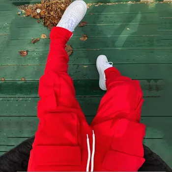 2020 m. Rudens žiemos Karšto Stiliaus Kelnės Naujas Vyrų Mados Multi-pocket Poilsiu Atsitiktinis Kelnės Hip-Hop 8 spalvų Sandūros Šiltas kelnes Sweatpa