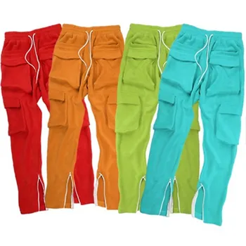 2020 m. Rudens žiemos Karšto Stiliaus Kelnės Naujas Vyrų Mados Multi-pocket Poilsiu Atsitiktinis Kelnės Hip-Hop 8 spalvų Sandūros Šiltas kelnes Sweatpa