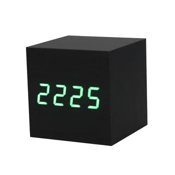 2018 garso Kontrolė Signalizacija Medienos cube Laikrodis LED Kalendoriaus Kūrybos ekranas Miegamasis Studentų stalo žiūrėti rinkinys#23#5%