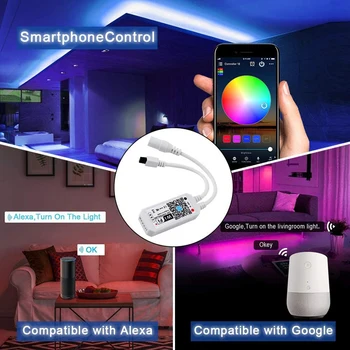 Smart WiFi RGB/GRB LED Valdiklis Suderinamas su Alexa/Google Asistentas, už 5050/3528 LED Šviesos Juostelės, 24 Pagrindinių Nuotolinio Valdymo