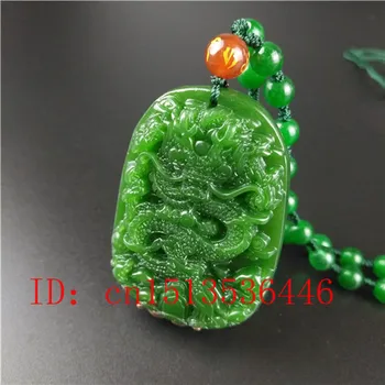 Natūrali Žalioji Kinijos Drakonas Raižyti Jade Pakabukas Karoliai Žavesio Papuošalų Mados Aksesuarai Ranka Raižyti Sėkmės Amuletas Dovanos