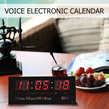 USB Skaitmeninis Laikrodis-Žadintuvas Apšvietimas Atidėti Išjungti Balso Kalendorius Darbalaukio Elektroninių Stalo Laikrodis Data Temperatūros LED Laikrodis ES Plug