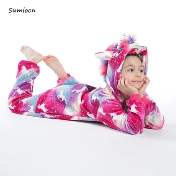 Kigurumi Vienaragis Vaikų Pižama Mergaitėms Berniukai Sleepwear Gyvūnų Panda Onesie Vaikai Kostiumas Jumpsuit Kūdikių Pijamas