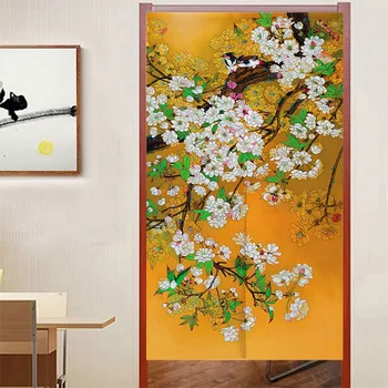 Kinijos Rašalo Stiliaus Gėlių ir Paukščių Modelis Durų Užuolaidos Japonijos Noren Pusė Užuolaidos