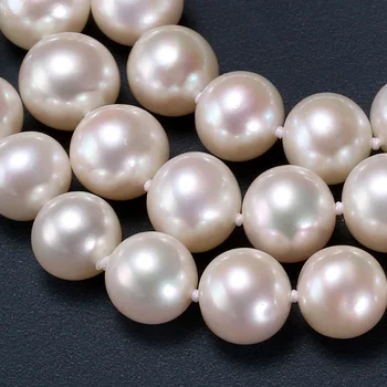 Nekilnojamojo apvalių gėlavandenių perlų vėrinį moterims,balta nuotakos natūralių perlų karoliai žmona jubiliejų dovana