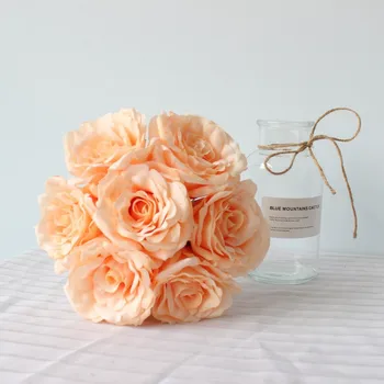 25cm Rose Šampano Šilko Rožė Dirbtinių Gėlių Puokštė Netikrą Gėlės Namuose Vestuvių patalpų Apdaila