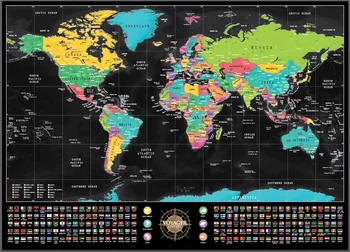 JAV Žemėlapio Nulio Siena Lipdukas Pasaulio Vėliavos Žemėlapis Juoda Aukso Kelionės off Vėliavos Žemėlapis Lašas Laivybos Namų Dekoro be vamzdžio