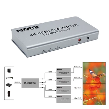 4K HDMI Konverteris Aukštyn/Žemyn Scaler Vaizdo Siena sujungti vienas su hdmi splitter ir 4 hdmi keitikliai paramos penkių rūšių sujungimas
