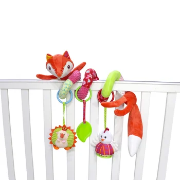 Kūdikio Lovelę Vežimėlį, automobilinę kėdutę Pliušinis Fox Žaislai su Barškučių Teether Veidrodis Skambėjimo Popieriaus Naujagimiui Vaikams 0-12 Mėnesių
