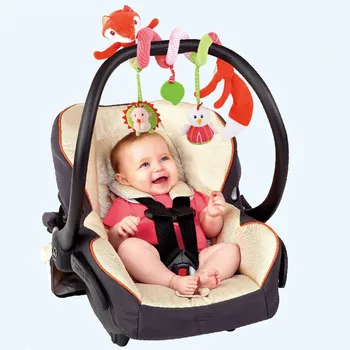Kūdikio Lovelę Vežimėlį, automobilinę kėdutę Pliušinis Fox Žaislai su Barškučių Teether Veidrodis Skambėjimo Popieriaus Naujagimiui Vaikams 0-12 Mėnesių
