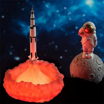 3D Raketų Vaikai Vaikai Naktį Šviesos diodų (LED) Lempos Darželio Miegamojo Puošimas Dovana, Namų Apollo 5 Mėnulio Žemės Ploto Mylėtojas, kaip namuose Decora