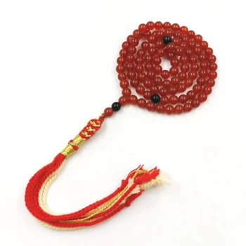 Tasbih Natūralus Raudonasis agatas akmens 99beads 6mm medvilnės kutas kišenėje malda karoliukai Musulmonų apyrankę arabų mados dovana islamo Rožinio