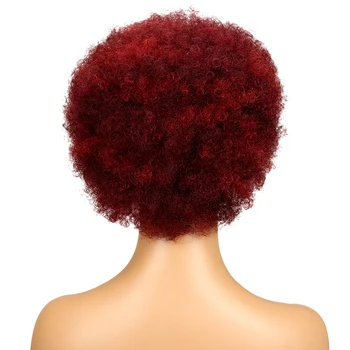 APTAKUS Afro Kindy Garbanotas Žmogaus Plaukų Perukas Trumpas Žmogaus plaukų perukai moterims Ne Nėrinių Perukai Tamsiai Ruda, Raudonas Perukas Nemokamas Pristatymas