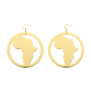Auskarai Afrikos Žemėlapis Auskarai 2020 M. Afrikos Etninės Papuošalai Dovanų Aukso Spalvos Afrikoje Papuošalai Tradicinius BFF Hiperbolė Auskarai