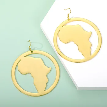 Auskarai Afrikos Žemėlapis Auskarai 2020 M. Afrikos Etninės Papuošalai Dovanų Aukso Spalvos Afrikoje Papuošalai Tradicinius BFF Hiperbolė Auskarai