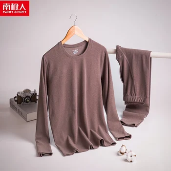 Nanjiren šilumos apatiniai vyrams pajama nustatyti Katijoninės savarankiškai šildymo plonas šepečiu kostiumas bazės marškinėliai ilgi marškinėliai, ilgos kelnės-01