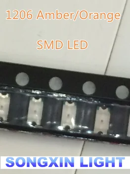 3000pcs Oranžinė/Gintaro 1206 SMT SMD Super ryškus LED lempos, šviesa, Aukštos Kokybės Naujas 600-610nm 200-300mcd 2.0-2.6 v smd 1206 led diodai