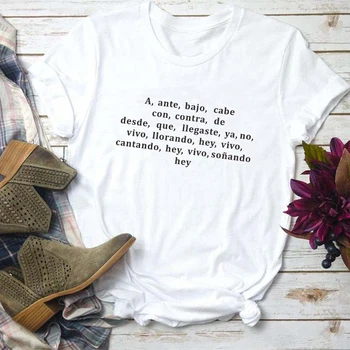 Mados ispanijos T-marškinėliai Moterims Atsitiktinis Tees Juokingas Laiškas Išspausdintas Grafinis t-shirt Lady viršuje Dovana mujer camisetas